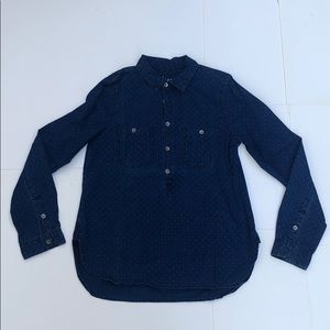 Madewell Polka Dot Denim Button Down Pullover